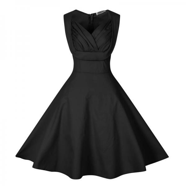 50s Vintage Black Solid Party Cocktail Dress on Luulla